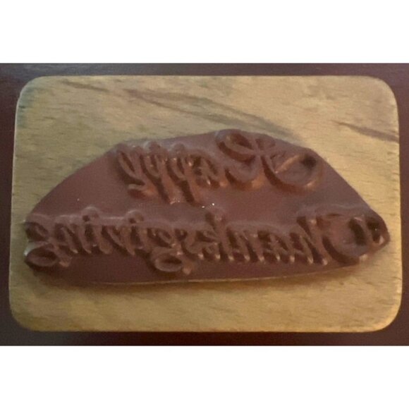 Happy Thanksgiving Rubber Stamp 1989 Co-Motion Stamps Tucson AZ Wood Block - Picture 2 of 9